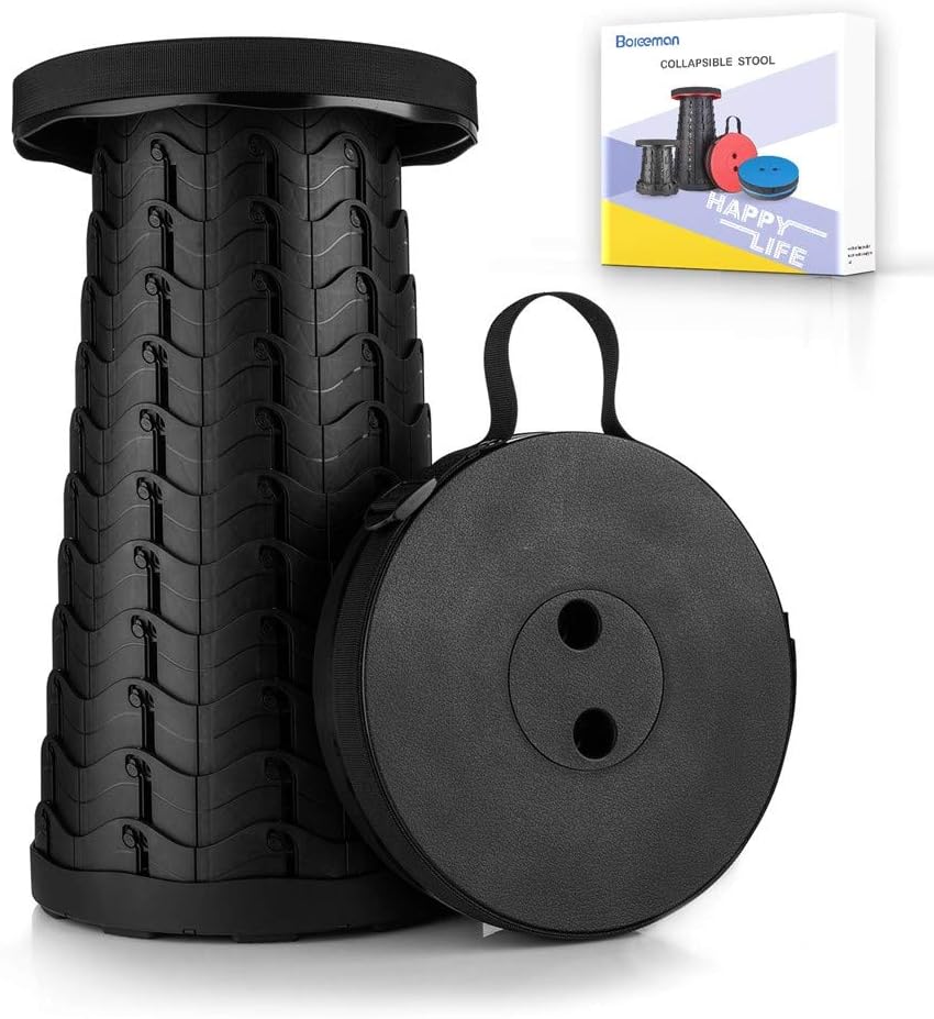 Upgraded Folding Stool Lightweight Yet More Sturdy with Load Capacity 400lbs Portable Collapsible Stool Retractable Stool for Camping Fishing Hiking BBQ