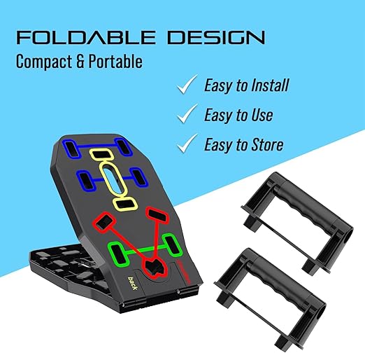 Push Up Board, Foldable 10 in 1 Push Up Bar with Resistance Bands,Portable Multi-Function Push up Handles for Floor,Professional Push Up Strength Training Equipment