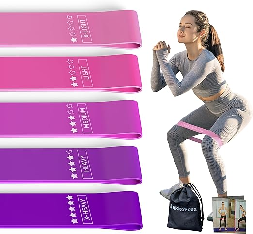 Resistance Loop Exercise Bands, Resistance Bands Exercise Bands for Home Fitness, Stretching, Strength Training, Physical Therapy,Elastic Workout Bands for Women Men Kids, Set of 5